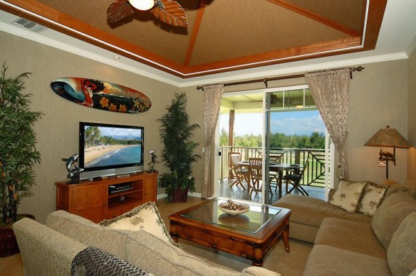 waikoloa beach resort penthouse - living room